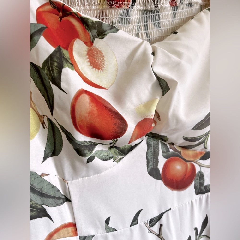 Cider Peach Fruit Split Midi Dress w/Orange and Green Print size 4X plus size - Picture 5 of 16